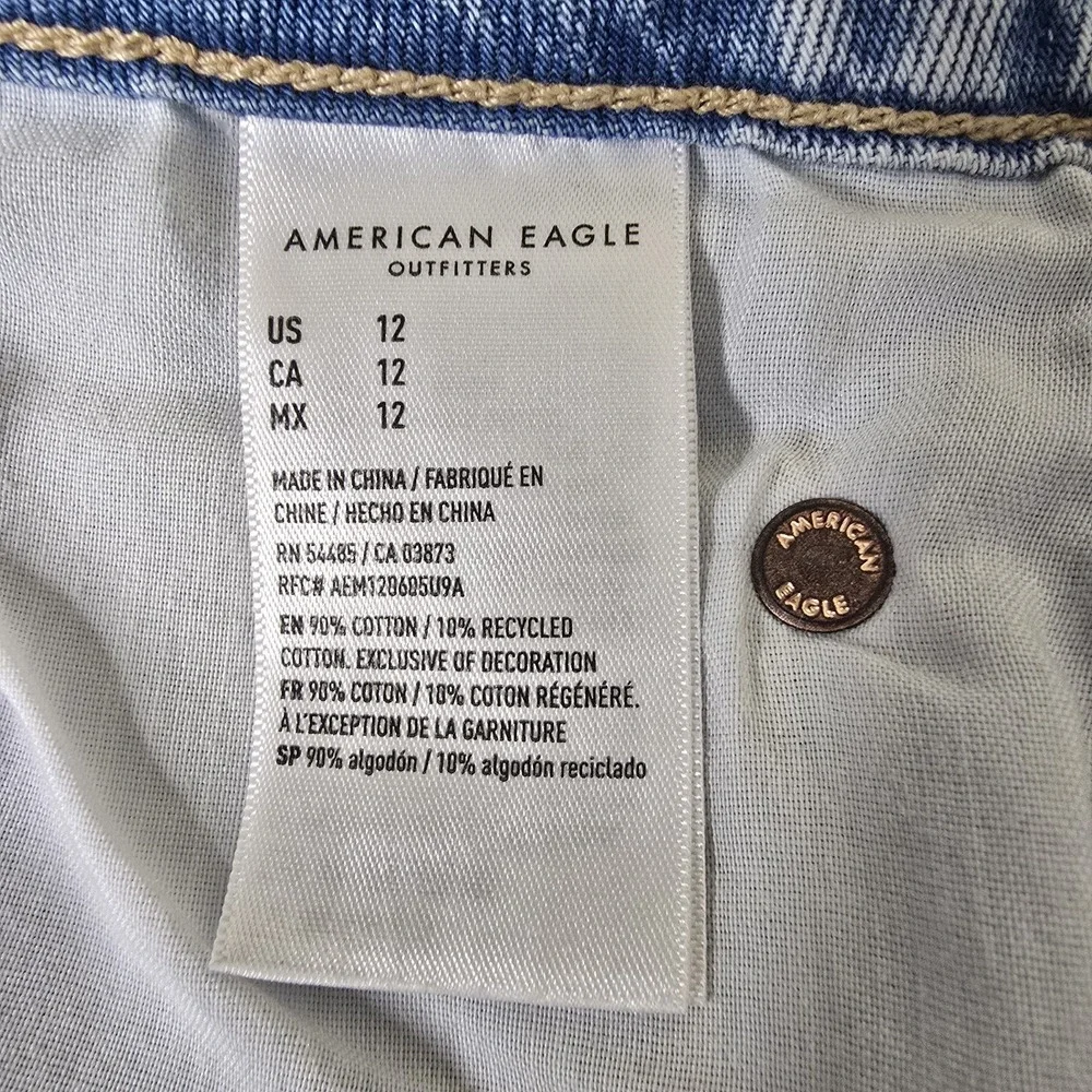 American Eagle Womens Low Rise Maxi Skirt Light Wash Denim Jean Zip Fly Size 12